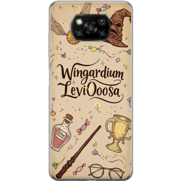 Kompatibel Mobilcover til Xiaomi Poco X3 NFC Harry Potter Wingardium Leviosa-illustration – magisk Harry Potter-tema med tryllestav, Snitch og hat