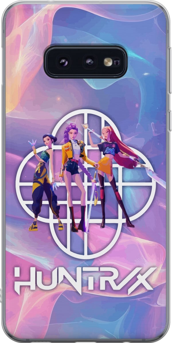Kompatibelt Mobilskal till Samsung Galaxy S10e Huntrix Neon Trio Kpop Demon Hunter Färgstark futuristisk design med tre kvinnliga hjältar i pastell o