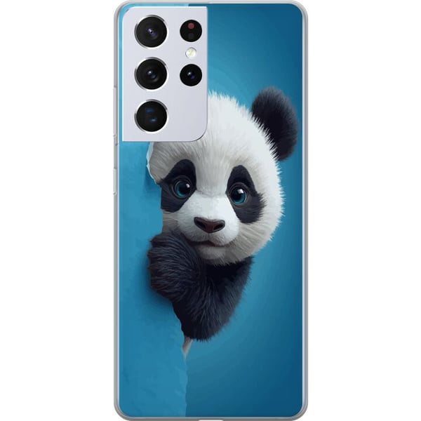 Kompatibelt Mobildeksel til Samsung Galaxy S21 Ultra 5G Søt panda som titter frem gjennom papir i myk 3D-illustrasjon Kompatibelt Mobildeksel til Samsung Galaxy S21 Ultra 5G Søt panda som titter frem gjennom papir i myk 3D-illustrasjon