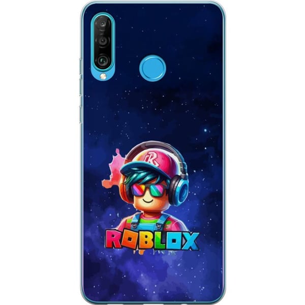 Kompatibelt Mobilskal till Huawei P30 lite Roblox Space Explorer Design futuristiskt rymdtema med färgstarka detaljer spelkänsla och neonljus i blått