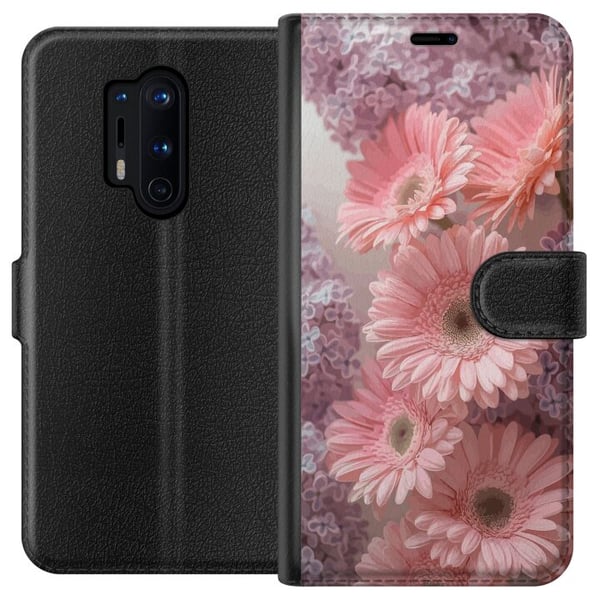 Yhteensopiva Lompakkokotelo OnePlus 8 Pro Vaaleanpunaiset kukat kukkakuvioinen design