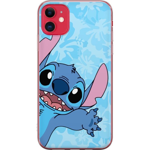 Kompatibelt Mobildeksel til Apple iPhone 11 Stitch som strekker seg frem i en fargerik illustrasjon med blomsterbakgrunn