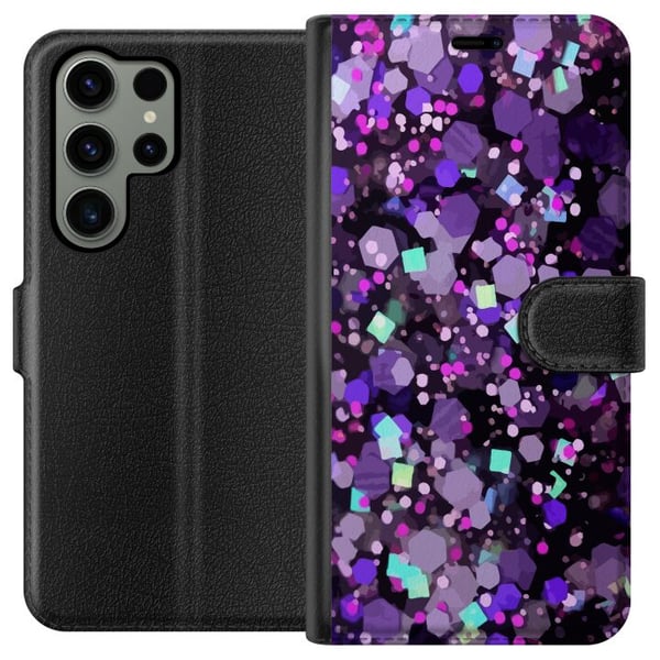 Kompatibel Tegnebogsetui til Samsung Galaxy S23 Ultra Lilla Glitter