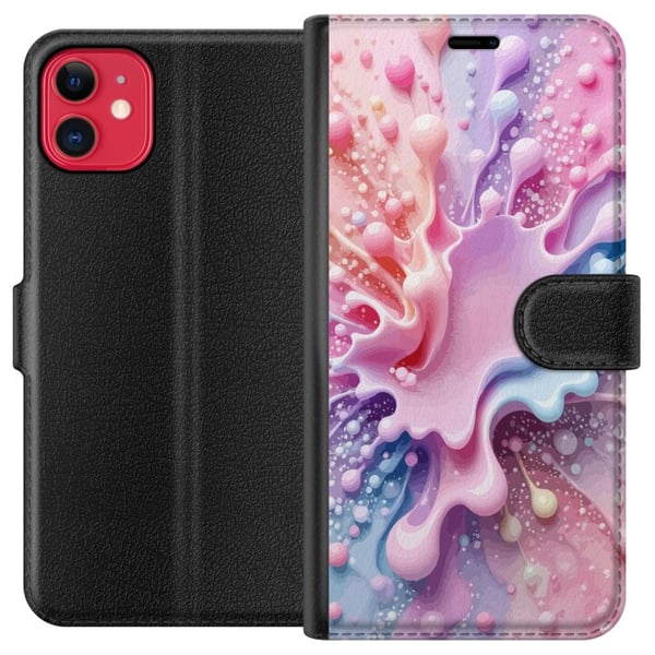 Kompatibel Tegnebogsetui til Apple iPhone 11 Pastel-splashdesign – Abstrakt kunst i rosa, blåt og lilla farvemønster Kompatibel Tegnebogsetui til Apple iPhone 11 Pastel-splashdesign – Abstrakt kunst i rosa, blåt og lilla farvemønster