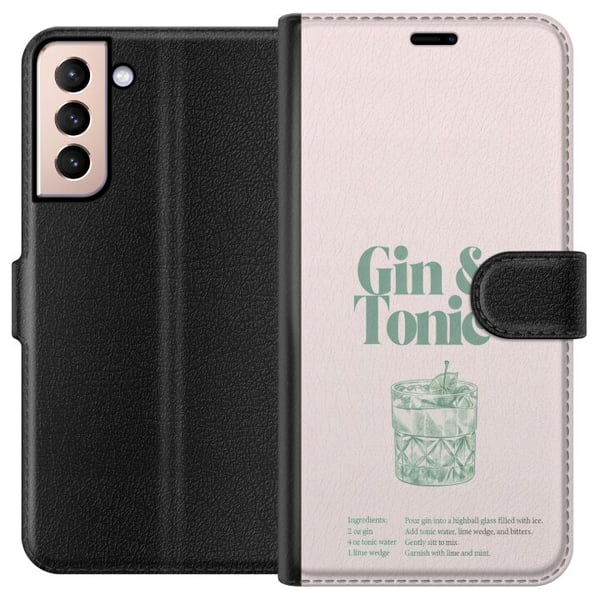 Kompatibelt Lommeboketui til Samsung Galaxy S21 Gin og tonic i stilren retroillustrasjon Kompatibelt Lommeboketui til Samsung Galaxy S21 Gin og tonic i stilren retroillustrasjon