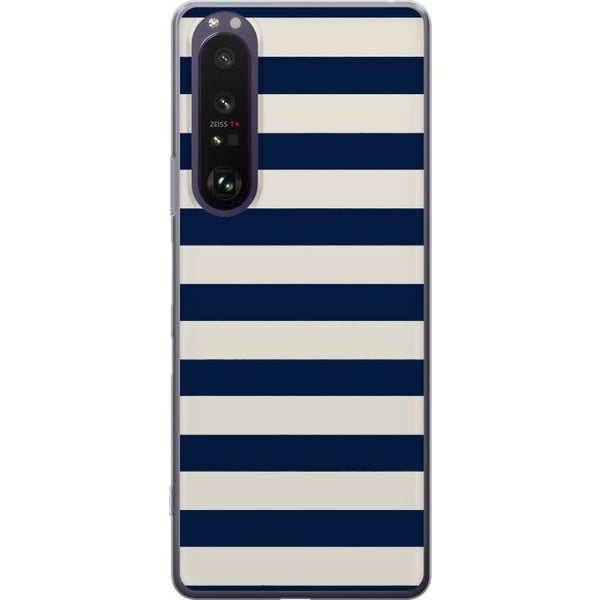 Kompatibelt Mobildeksel til Sony Xperia 1 III Stripete marineblå striper marineblå hvit nautisk mønster maritim mote inspirasjon tidløst klassisk møn