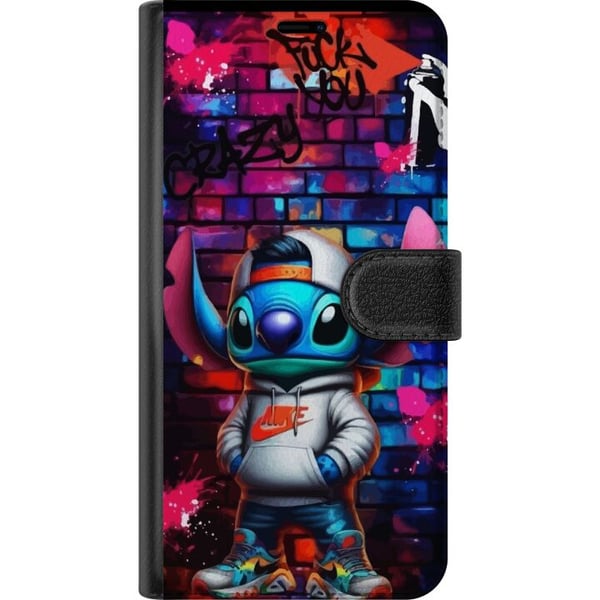 Kompatibelt Plånboksfodral till Samsung Galaxy A40 Street Art Alien i Hoodie Neon Graffiti Style