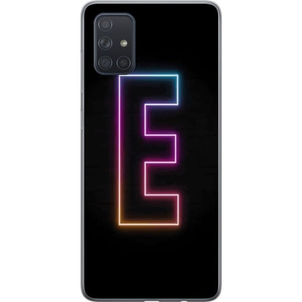 Kompatibel Mobilcover til Samsung Galaxy A71 Minimalistisk neonbogstav E i lysende farver mod mørk baggrund
