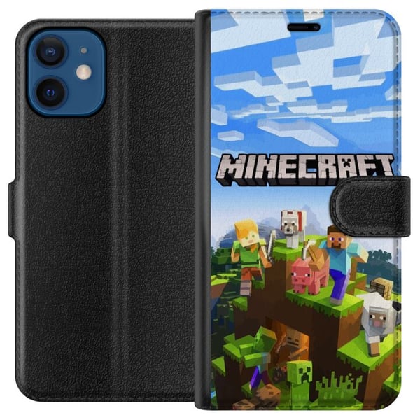 Kompatibelt Lommeboketui til Apple iPhone 12 Minecraft pikselverden Creeper gamingdesign