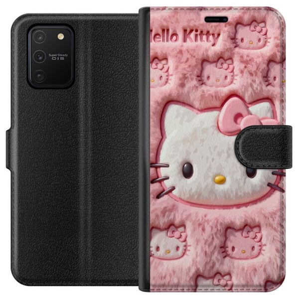 Kompatibelt Plånboksfodral till Samsung Galaxy S10 Lite Hello Kitty-inspirerad rosa fluffdesign med ikoniskt kattansikte i kawaii-stil