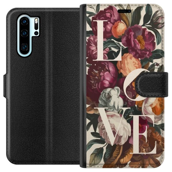Yhteensopiva Lompakkokotelo Huawei P30 Pro Love-kukkakuvio pioneilla vintage-tyyliin, romanttinen ja lämmin design sinulle, joka rakastat klassista k