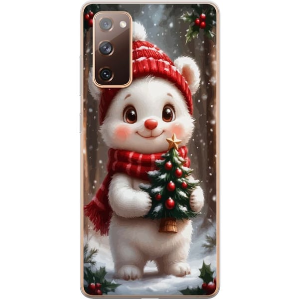 Kompatibel Mobilcover til Samsung Galaxy S20 FE Julebjørn rød hue sød bjørn lille gran kawaii hyggelig vinter skov festlig jul kunstplakat