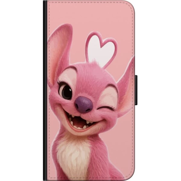 Kompatibelt Lommeboketui til Samsung Galaxy A20s Rosa englefigur som blinker, søtt design med hjerte, kjærlighet, lekenhet og søt energi i pastellton