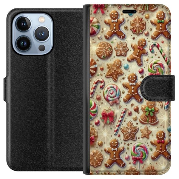 Kompatibelt Lommeboketui til Apple iPhone 13 Pro Julemotivillustrasjon – polkagriser, pepperkaker og fargerikt julegodteri Kompatibelt Lommeboketui til Apple iPhone 13 Pro Julemotivillustrasjon – polkagriser, pepperkaker og fargerikt julegodteri