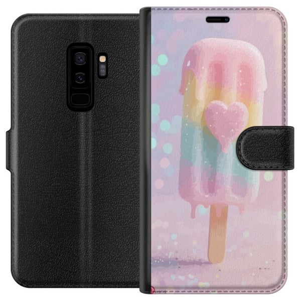 Kompatibelt Plånboksfodral till Samsung Galaxy S9+ Pastellglass med hjärta söt design med smältande färger och glitter för sommar och candy stil