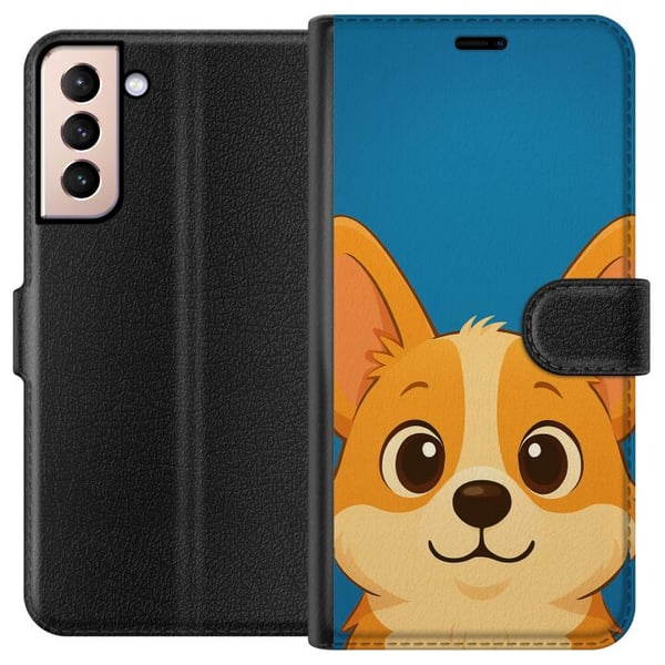 Kompatibelt Lommeboketui til Samsung Galaxy S21 Hello Corgi Kompatibelt Lommeboketui til Samsung Galaxy S21 Hello Corgi