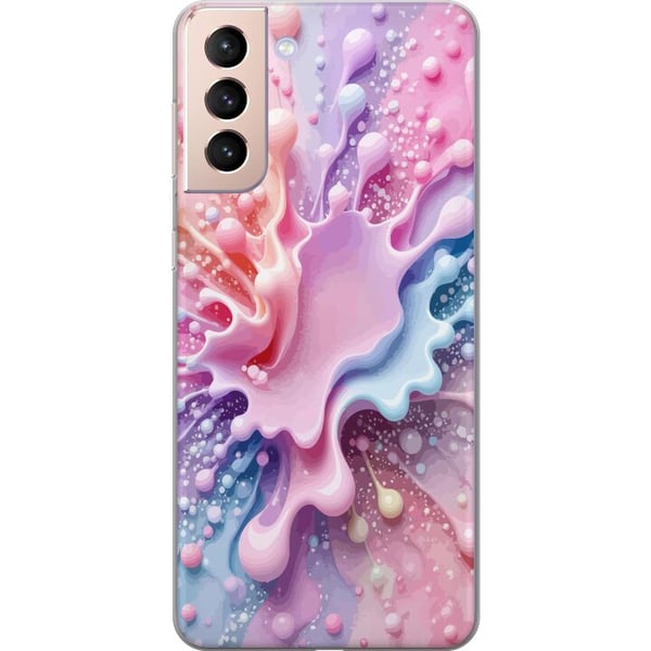 Kompatibelt Mobildeksel til Samsung Galaxy S21 Pastell-splashdesign – Abstrakt kunst i rosa, blått og lilla fargemønster
