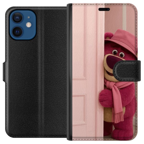 Kompatibelt Lommeboketui til Apple iPhone 12 Rosa bamse med hatt og skjerf, søtt pastellfarget design fylt med kjærlighet, humor og varme