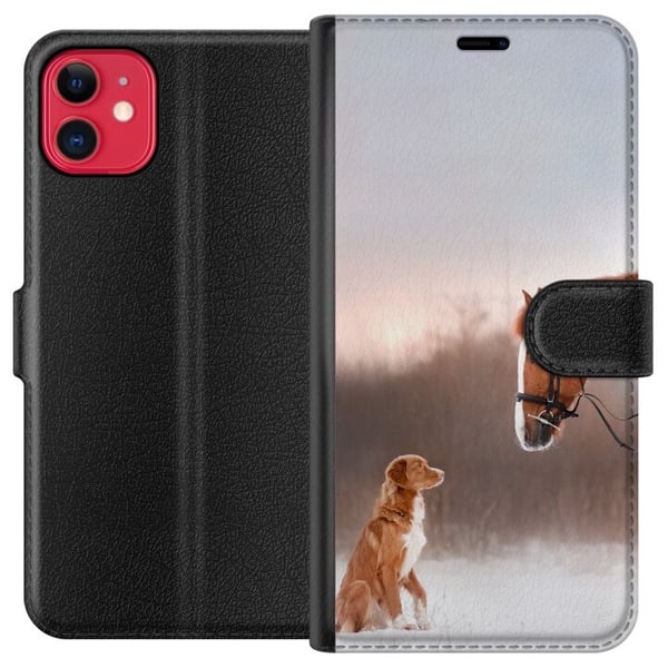 Kompatibelt Plånboksfodral till Apple iPhone 11 Häst & Hund Kompatibelt Plånboksfodral till Apple iPhone 11 Häst & Hund