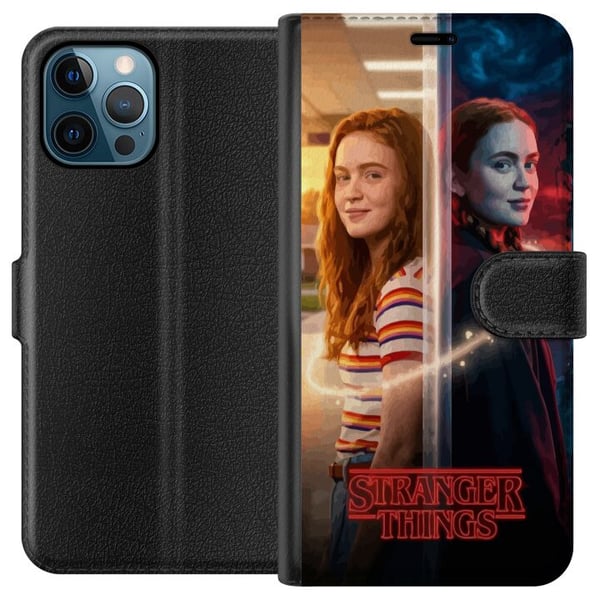 Kompatibelt Plånboksfodral till Apple iPhone 12 Pro Max Max Mayfield i delat porträtt mellan vardagsljus och mörk parallellvärld i Stranger Things-st