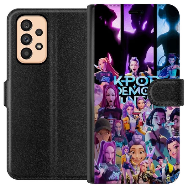 Kompatibel Tegnebogsetui til Samsung Galaxy A53 5G KPop Demon Hunters mørk anime-vinylfigur