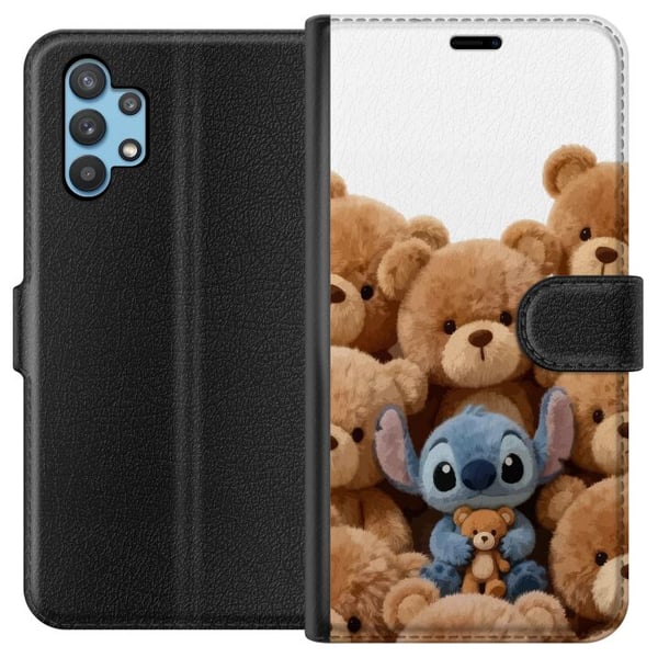 Kompatibelt Plånboksfodral till Samsung Galaxy A32 5G Söt och trygg illustration med fantasikaraktär omgiven av nallebjörnar i varm stil Kompatibelt Plånboksfodral till Samsung Galaxy A32 5G Söt och trygg illustration med fantasikaraktär omgiven av nallebjörnar i varm stil