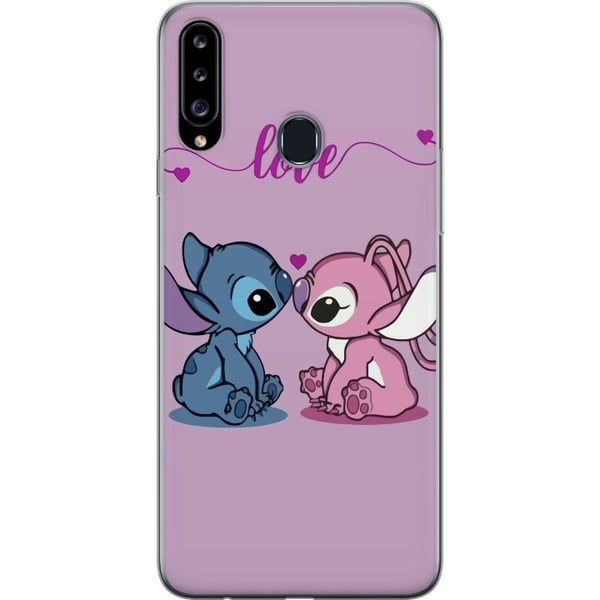 Kompatibelt Mobilskal till Samsung Galaxy A20s Lilo & Stitch – Angel Edition
