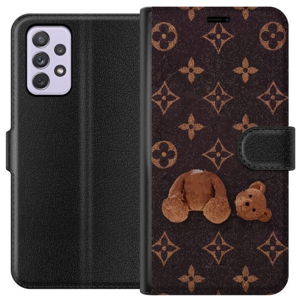 Kompatibel Tegnebogsetui til Samsung Galaxy A52s 5G Grafisk monogrammønster med opsplittet bamse i kunstnerisk stil