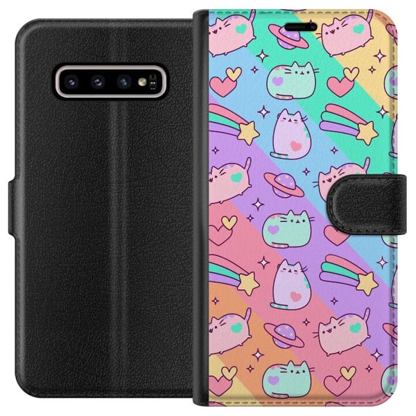 Kompatibel Tegnebogsetui til Samsung Galaxy S10+ Enhjørning Kat