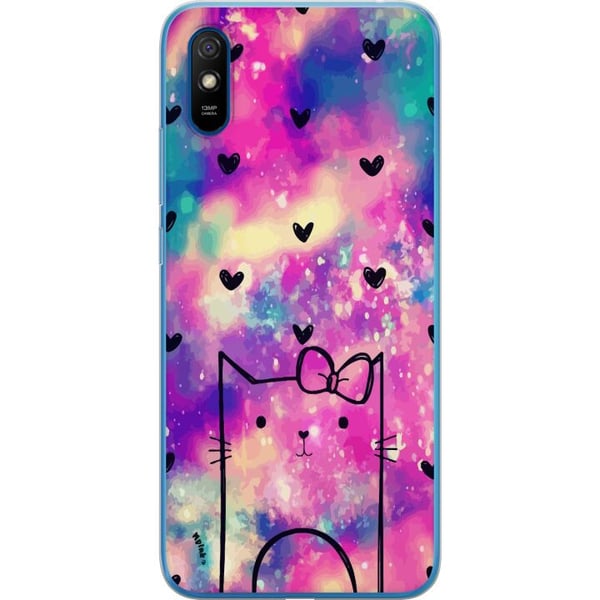 Kompatibelt Mobilskal till Xiaomi Redmi 9A Katt med hjärtan
