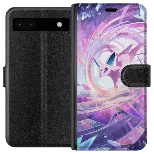 Yhteensopiva Lompakkokotelo Google Pixel 6a Espeon Pokémon -kuvitus – Taianomainen violetti aihe kristalleineen ja tähtineen