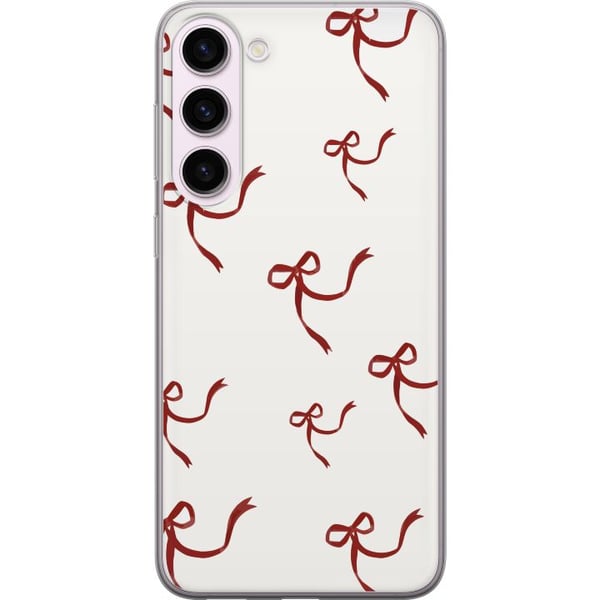 Kompatibel Mobilcover til Samsung Galaxy S23+ Elegant mønster med røde silkebåndsrosetter på lys baggrund for en romantisk og tidløs stemning Kompatibel Mobilcover til Samsung Galaxy S23+ Elegant mønster med røde silkebåndsrosetter på lys baggrund for en romantisk og tidløs stemning