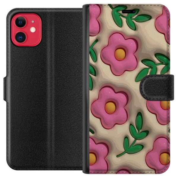 Kompatibel Tegnebogsetui til Apple iPhone 11 Boblende Blomster Kompatibel Tegnebogsetui til Apple iPhone 11 Boblende Blomster