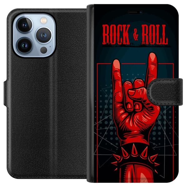 Yhteensopiva Lompakkokotelo Apple iPhone 13 Pro Rock & Roll -design – Punainen ja musta kuvio klassisella hard rock -teemalla Yhteensopiva Lompakkokotelo Apple iPhone 13 Pro Rock & Roll -design – Punainen ja musta kuvio klassisella hard rock -teemalla
