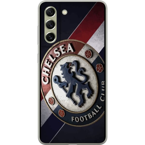 Kompatibel Mobilcover til Samsung Galaxy S21 FE 5G Chelsea FC-emblem i 3D-stil med blå, hvide og røde detaljer, der giver et kraftfuldt, elegant spor