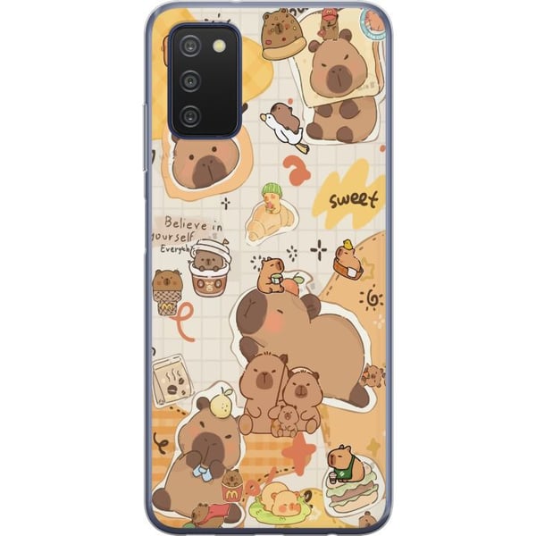 Kompatibelt Mobildeksel til Samsung Galaxy A03s Kawaii capybara mobilskal med gulliga djurmotiv