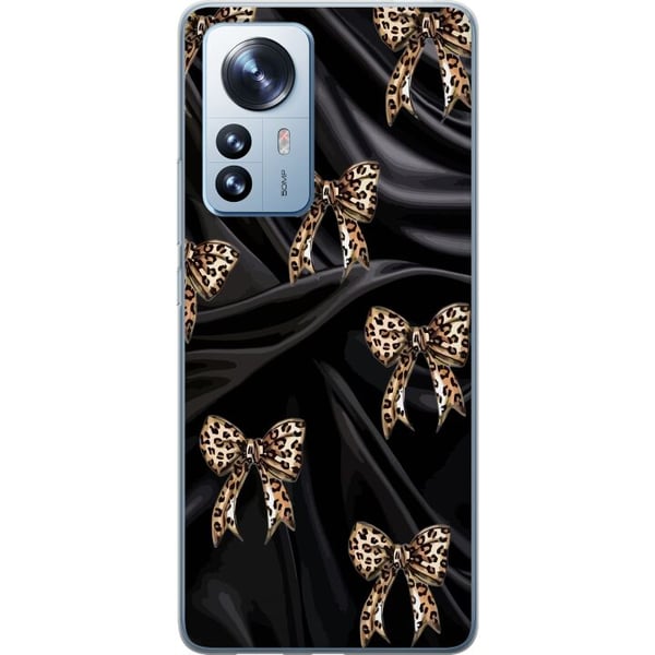 Kompatibel Mobilcover til Xiaomi 12 Pro Leopardrosetter på sort silke, luksuriøst mønster med eksklusiv modefølelse, perfekt til dig, der kan lide el
