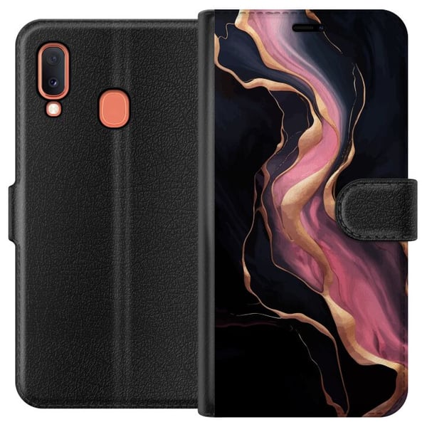 Kompatibelt Plånboksfodral till Samsung Galaxy A20e Marble Pattern Luxury Design Stone