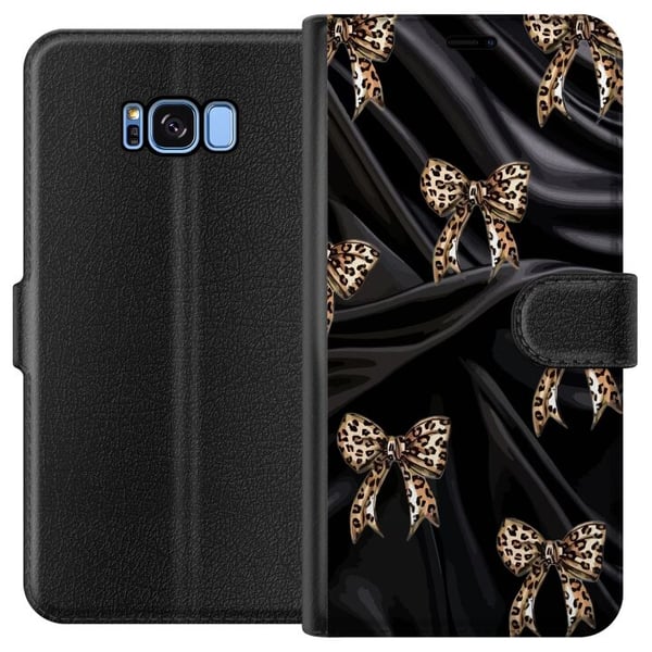 Kompatibelt Plånboksfodral till Samsung Galaxy S8 Leopardrosetter på svart siden lyxigt mönster med exklusiv modekänsla perfekt för dig som gillar el Kompatibelt Plånboksfodral till Samsung Galaxy S8 Leopardrosetter på svart siden lyxigt mönster med exklusiv modekänsla perfekt för dig som gillar el
