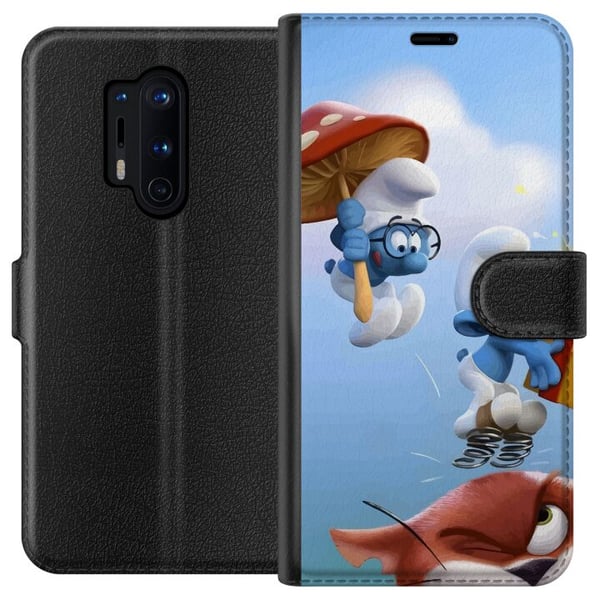 Yhteensopiva Lompakkokotelo OnePlus 8 Pro Smurffit juliste sininen sarjakuvahahmot retro piirroselokuva Schtroumpfs sarja lapsuus klassiset hahmot de
