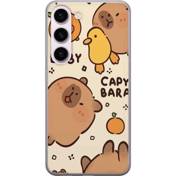 Kompatibel Mobilcover til Samsung Galaxy S23 Kawaii-kapivarillustration – Sødt tegnet design med ænder og appelsiner
