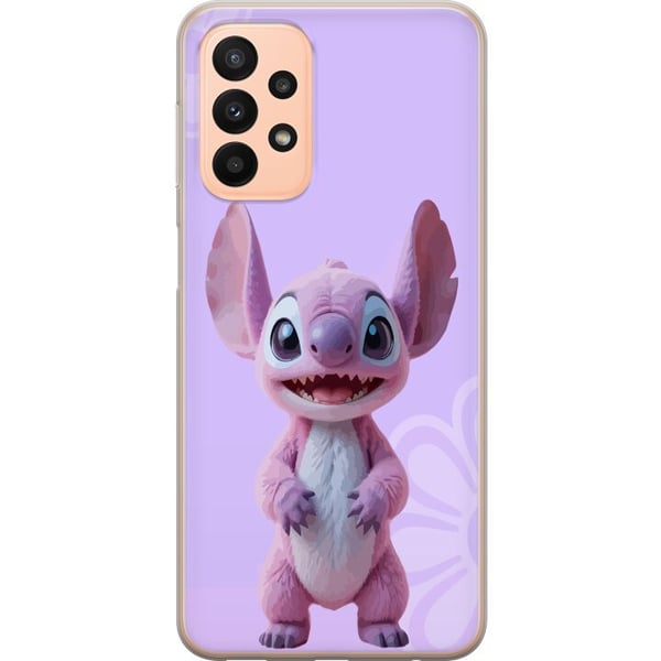 Kompatibelt Mobildeksel til Samsung Galaxy A23 Rosa Stitch-figur med kawaiimotiv i lilla pastellfarger, søt og sjarmerende for elskere av søte karakt
