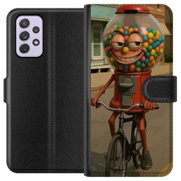 Kompatibelt Lommeboketui til Samsung Galaxy A52s 5G Italiensk Brainrot-illustrasjon – Morsom godterimaskin sykler i retrodesign