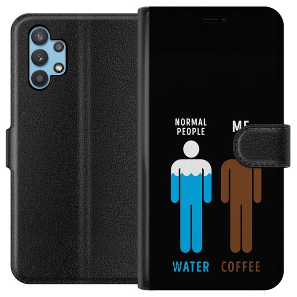 Kompatibelt Plånboksfodral till Samsung Galaxy A32 5G Rolig minimalistisk illustration med text normal people water me coffee perfekt för kaffeälskar Kompatibelt Plånboksfodral till Samsung Galaxy A32 5G Rolig minimalistisk illustration med text normal people water me coffee perfekt för kaffeälskar