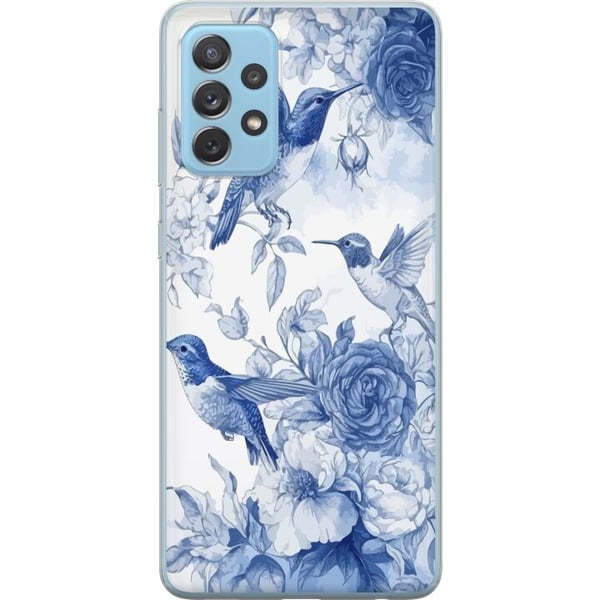 Kompatibelt Mobildeksel til Samsung Galaxy A52 5G Blått mønster med fugler og blomster retro Kompatibelt Mobildeksel til Samsung Galaxy A52 5G Blått mønster med fugler og blomster retro