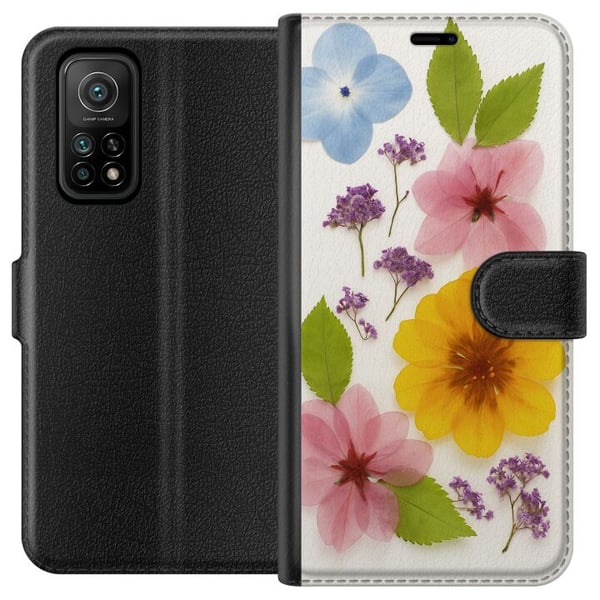 Kompatibelt Plånboksfodral till Xiaomi Mi 10T 5G Pressade blommor