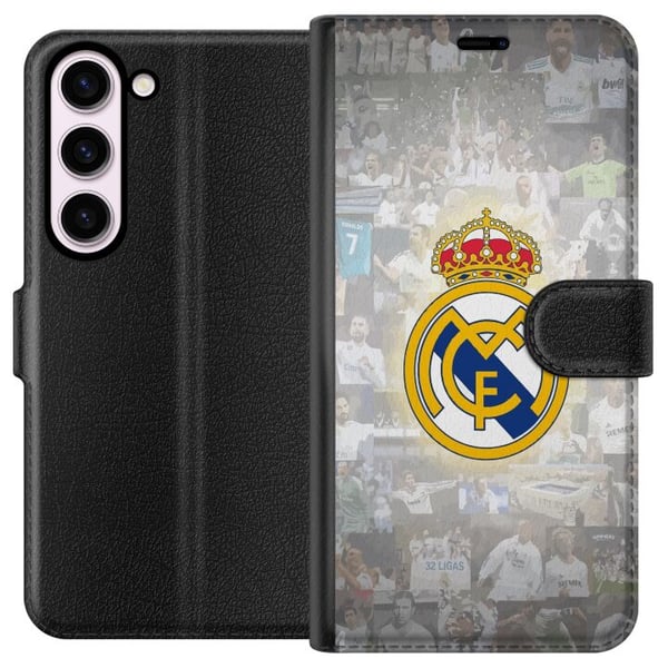 Kompatibel Tegnebogsetui til Samsung Galaxy S23 Real Madrid Emblem Fotboll Klubbmärke Vit Guld Design Kompatibel Tegnebogsetui til Samsung Galaxy S23 Real Madrid Emblem Fotboll Klubbmärke Vit Guld Design