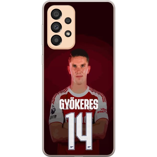Kompatibelt Mobilskal till Samsung Galaxy A33 5G Viktor Gyökeres Arsenal 14 Fotbollsinspirerad design med Gyökeres i röd matchtröja nummer 14