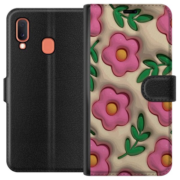 Kompatibelt Lommeboketui til Samsung Galaxy A20e Boblende Blomster Kompatibelt Lommeboketui til Samsung Galaxy A20e Boblende Blomster