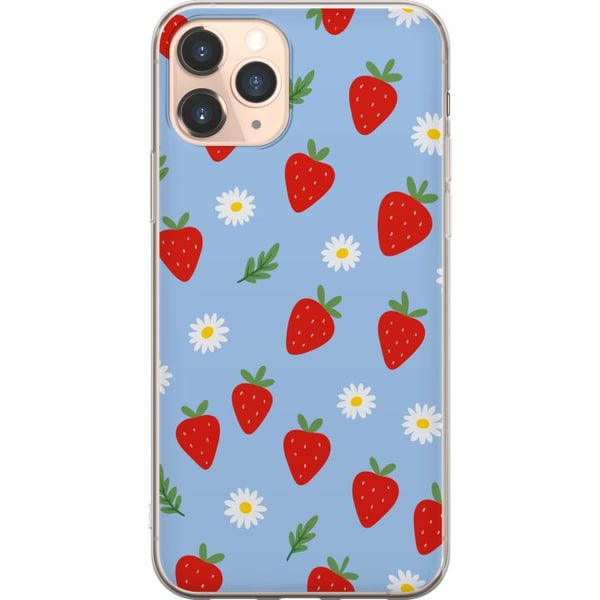 Kompatibel Mobilcover til Apple iPhone 11 Pro jordbær jordbær mønster sommer blomster præstekrave svensk midsommer retro tryk bærdesign